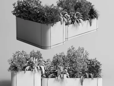 stand plant box Indoor plant concrete vase pot fern grass 3D model