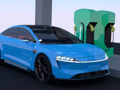 Charger with Audi Luxeed and Nio with caravan 3D model