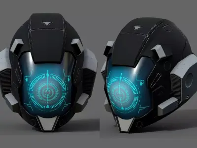 Helmet scifi military combat 3d cyborg pilot armor  fantasy  Low-poly 3D model