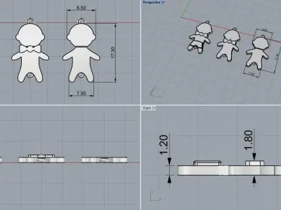 family pendant bracelet charm boy model 882 3D print model