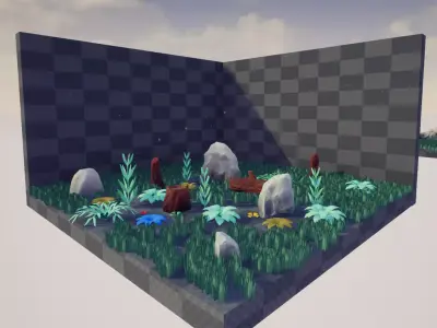 Stylized nature pack Low-poly 3D model
