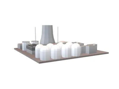 Low Poly Nuclear Power Plant v1 001 Low-poly 3D model