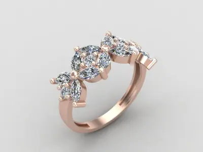 Flower ring 121-MW 3D print model