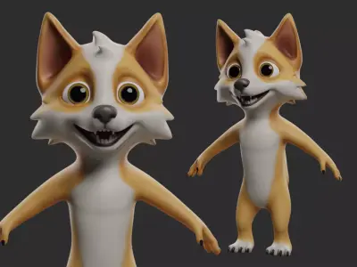 Dog Cartoon Low-poly 3D model