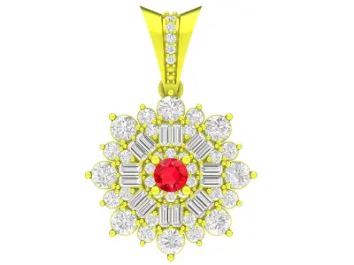 Elegant Floral Cluster Diamond Pendant for Women 4634 3D print model