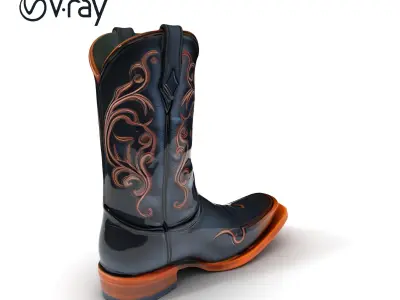 Decorative Cowboy Boot D Model Pack Low-poly 3D model