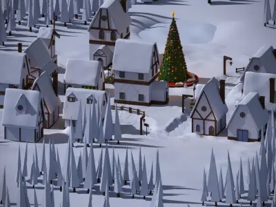 Christmas Town Low-poly 3D model