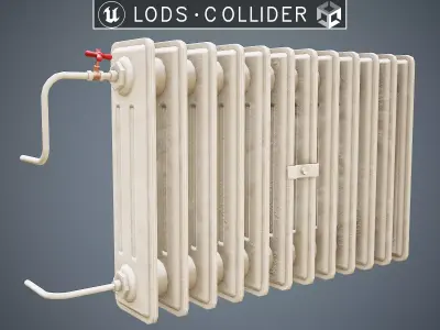 Old Radiator Cream - Unity - HDRP - UE4 Low-poly 3D model