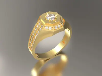Mens Diamonds Ring 3D print model