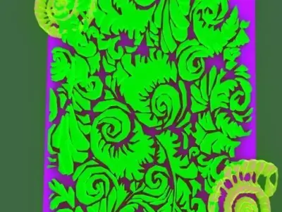 Stylish Leaf Art And Coral mix WALL ART 3D model