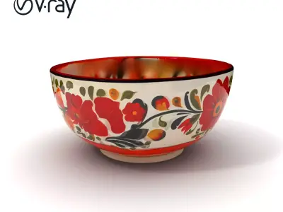 Colorful Floral Bowl Model Pack Low-poly 3D model