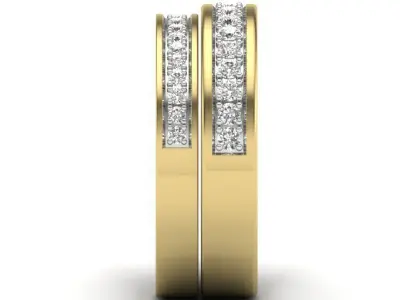 Solitaire Couple Band Ring 3dm stl render detail 3D print model