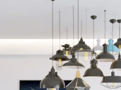 wind chandelier Industrial 3D model