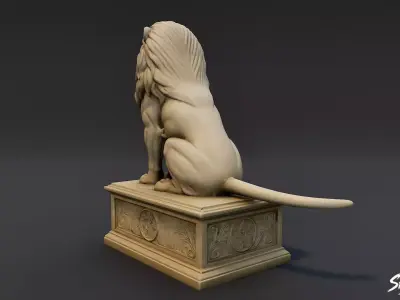 Lion Statue V1 Low-poly 3D model