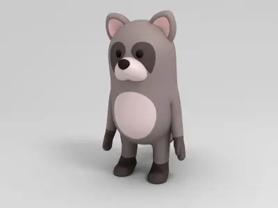 Rigged Cartoon Raccoon 3D model