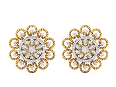 Diamond Studs Earrings Render 3dm STL SLC JCD OBJ FBX Details 3D print model