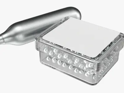 Air pistol bullet box and gas cylinder 3D model