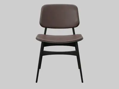 Soborg Chair Model-3052-leather 96 and black wood Low-poly 3D model