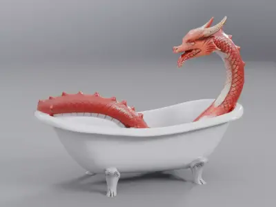 dragon taking a bath 3D model