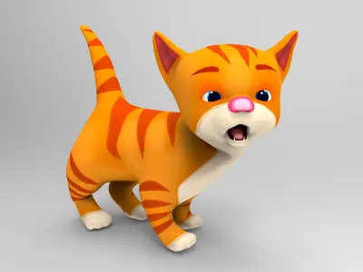 Cartoon cat animated Low-poly 3D model