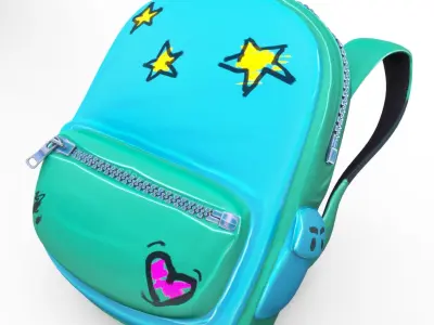 Backpack school cartoon rigged 3D model