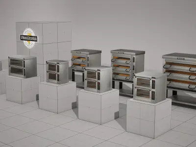PizzaMaster Oven - 8 Models Low-poly 3D model