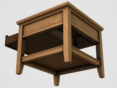Oak Wood Table With Storage Free low-poly 3D model