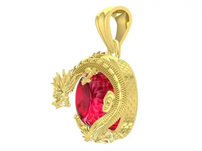 Luxury Dragon Red Gemstone Pendant 3337  3D print model