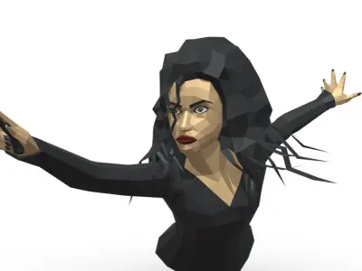 Bellatrix low poly harry potter with wand 3D print model
