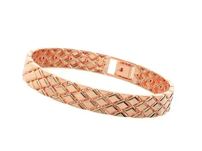 High Jewelry Plain Gold Bracelet 3dm stl renders details 3D print model