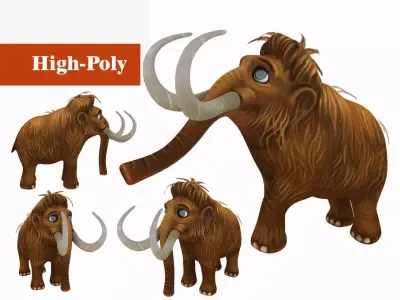 mammoth rig high-poly textured  3D model