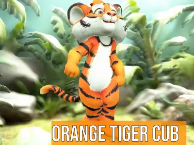 Orange Tiger Cub model pack Low-poly 3D model