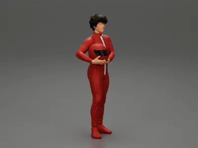 motorbiker holding his helmet with both hands 3D print model