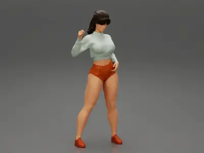 Sexy Young Woman Posing in a mini Short 3D print model