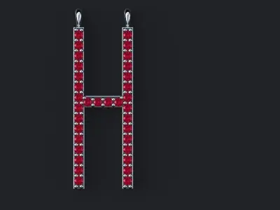 Letter H Diamond Pendant Gold Silver Platinum Luxury Jewelry 3D print model