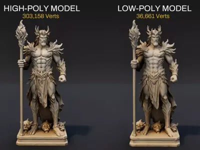 Hades Statue Low-poly 3D model