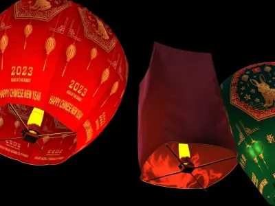 Chinese sky lantern 3D model 3