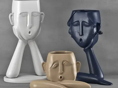 vases set three ceramic 3D print model