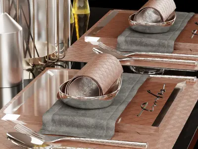 Modern Dining Table Soft Outfit-12 3D model