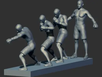 boxing boxer fighter 3d printable model stl multi poses 3D print model