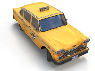 Yellow taxi Low-poly 3D model