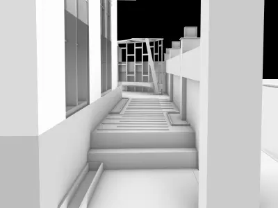 Villa apartment building with car parked 3D model