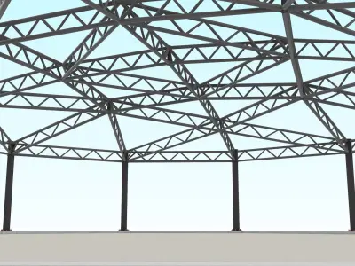 Truss beam - Spherical roof model 3D model