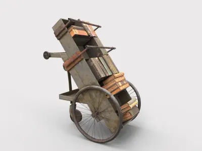Old Book Cart 3D model