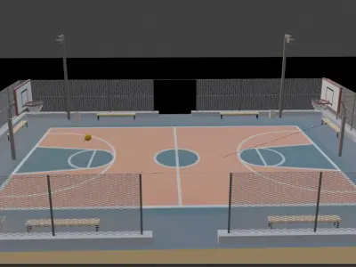 Basketball pole animated 3D model