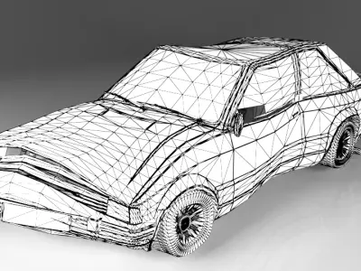 Dirty and Bloody Wrecked Ford  Low-poly 3D model