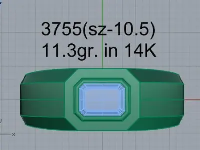 Emerald Diamond Ring 3755 3D print model