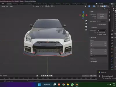 NISSAN GTR WITH CARBON FIBER HOOD 3D model