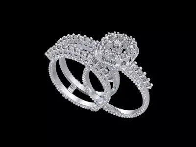 Engagement ring together and separately  3D print model