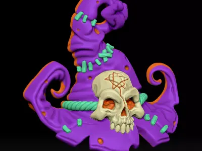 Halloween witch hat keychain bas-relief 3d print 3D print model